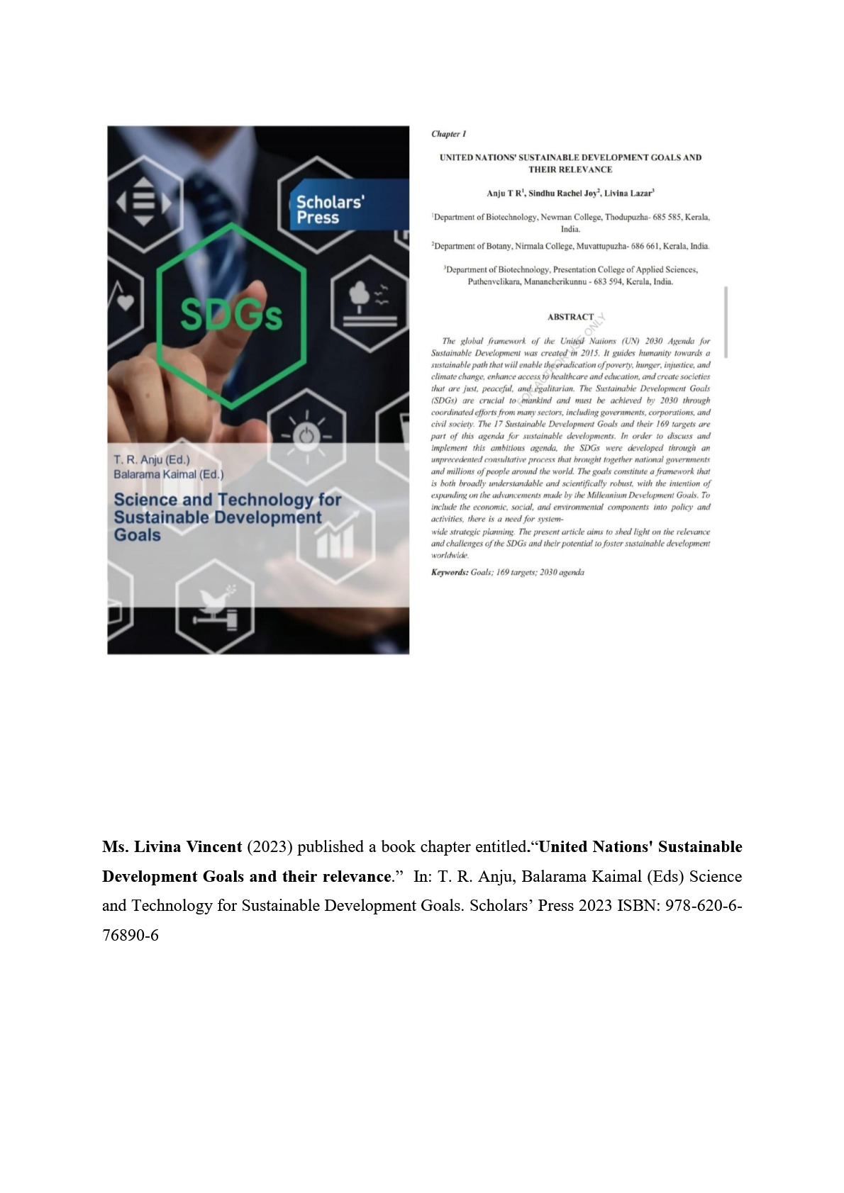 DEPARTMENT OF BIOTECHNOLOGY -BOOK CHAPTER PUBLISHED